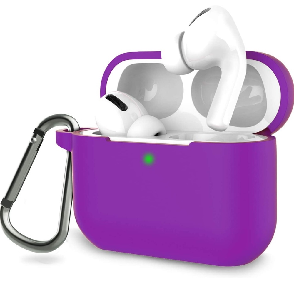 AirPods Pro Case Cover, Protective Silicone Carrying Case with keychain (Purple)